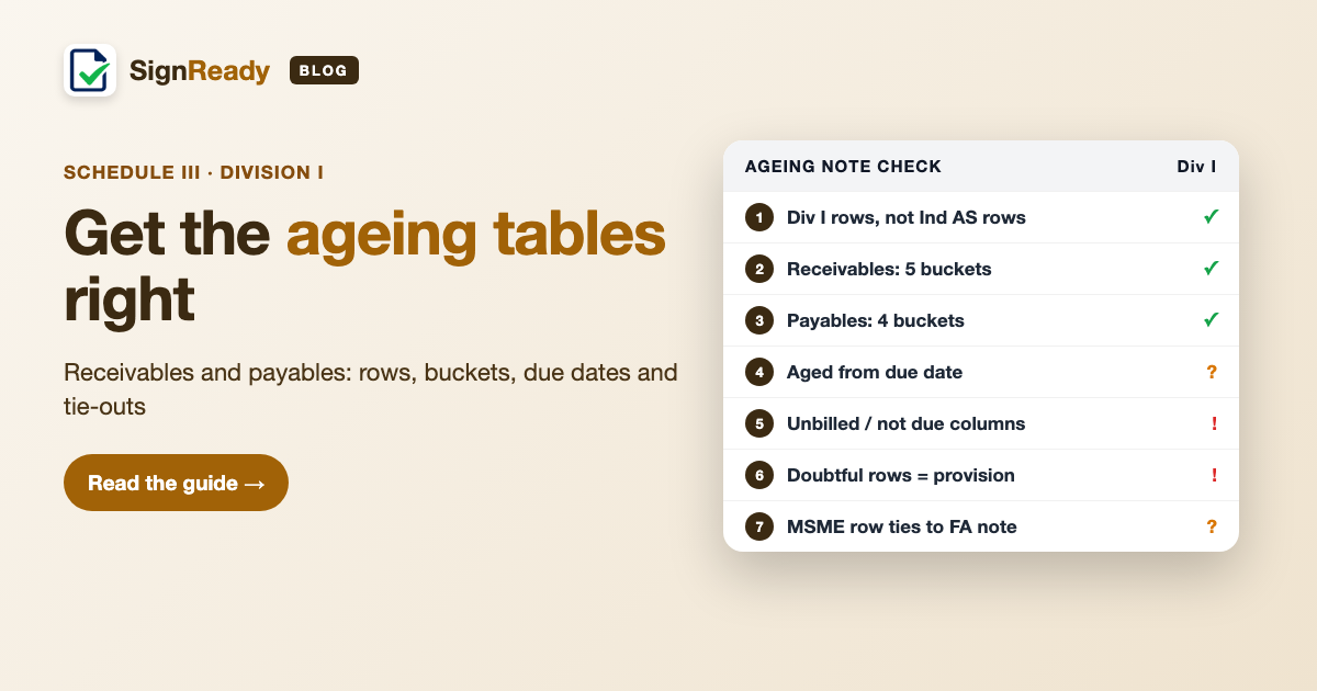 Receivables & payables ageing — guide banner